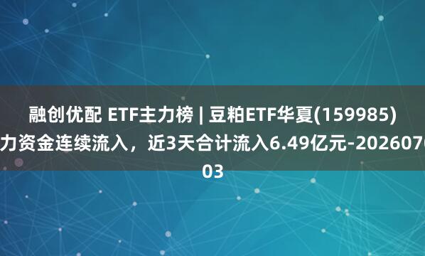 融创优配 ETF主力榜 | 豆粕ETF华夏(159985)主力资金连续流入，近3天合计流入6.49亿元-20260703